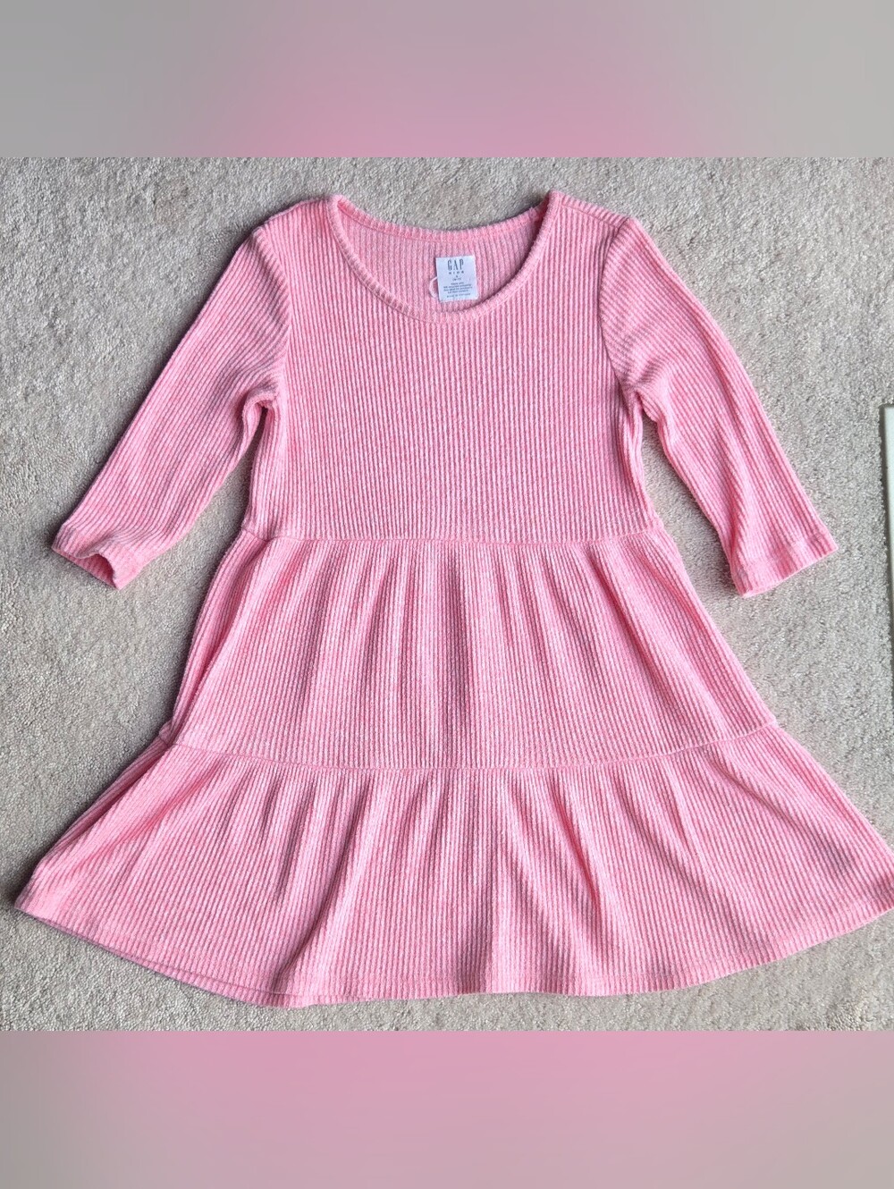 GAP Girls' Pink Rib Knit Tiered Dress